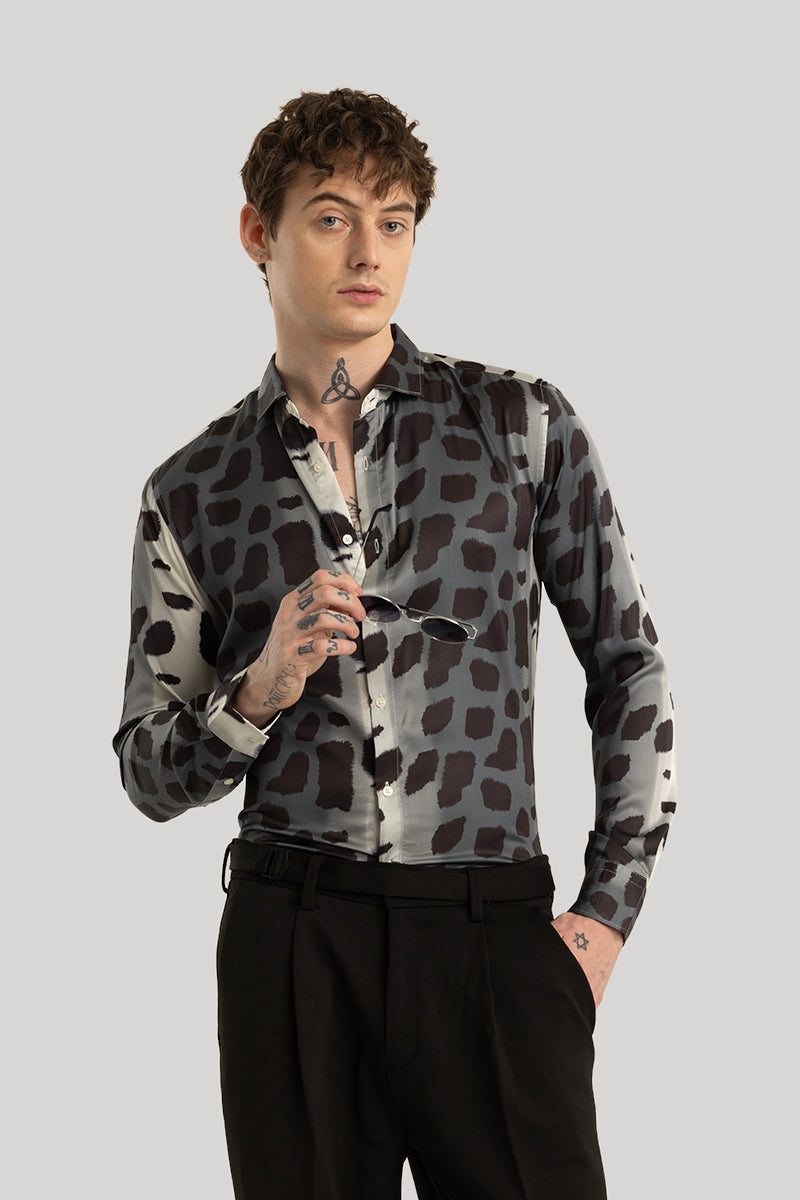 Nerissimo Grey Animal Print Shirt