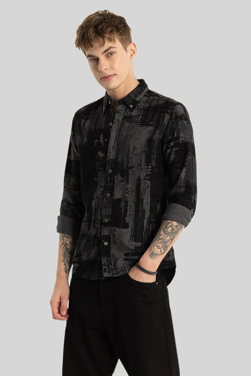 Black Abstract Corduroy Shirt