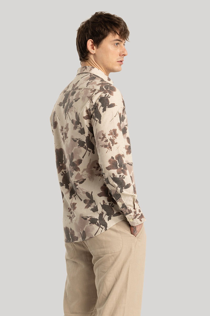 Dirk Beige Floral Linen Shirt