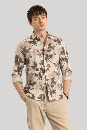 Dirk Beige Floral Linen Shirt