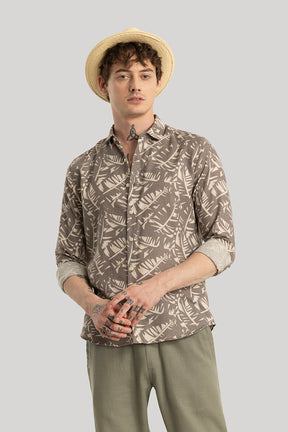 Dirk Grey Printed Linen Shirt