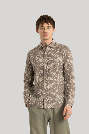 Dirk Grey Printed Linen Shirt