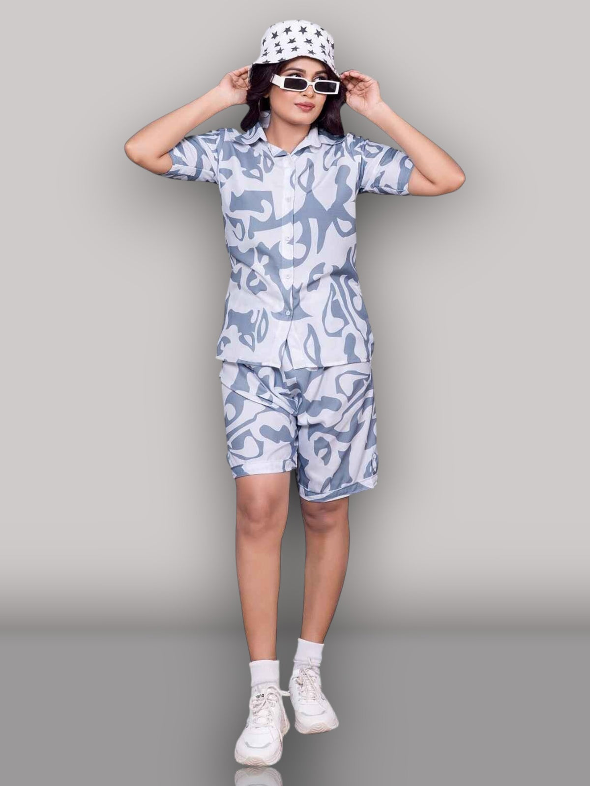 Abstract Print Shirt &amp; Short Set – 100% Viscose