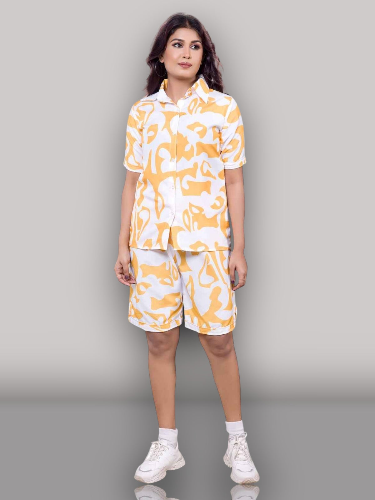 Abstract Print Shirt & Short Set – 100% Viscose