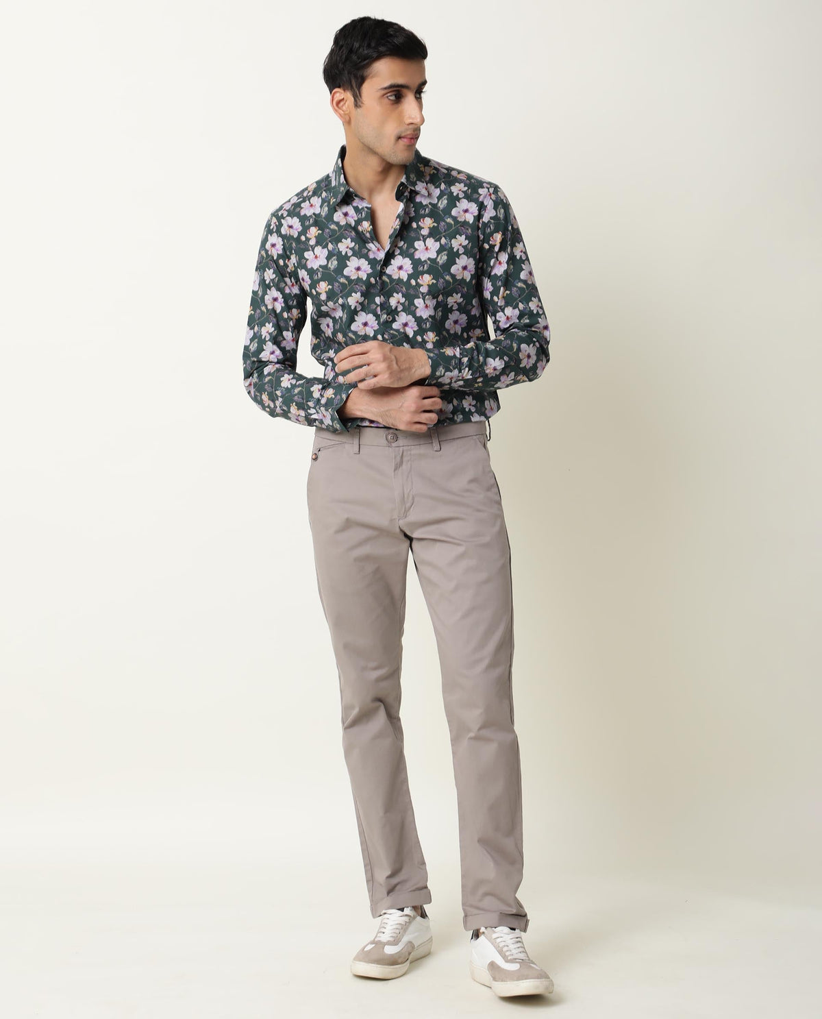 Paintt Green Floral Print Full Sleeves Shirt