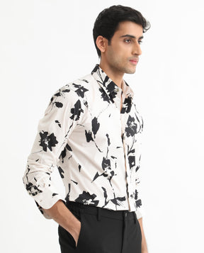 Sketcherr Off White Floral Print Full Sleeves Shirt